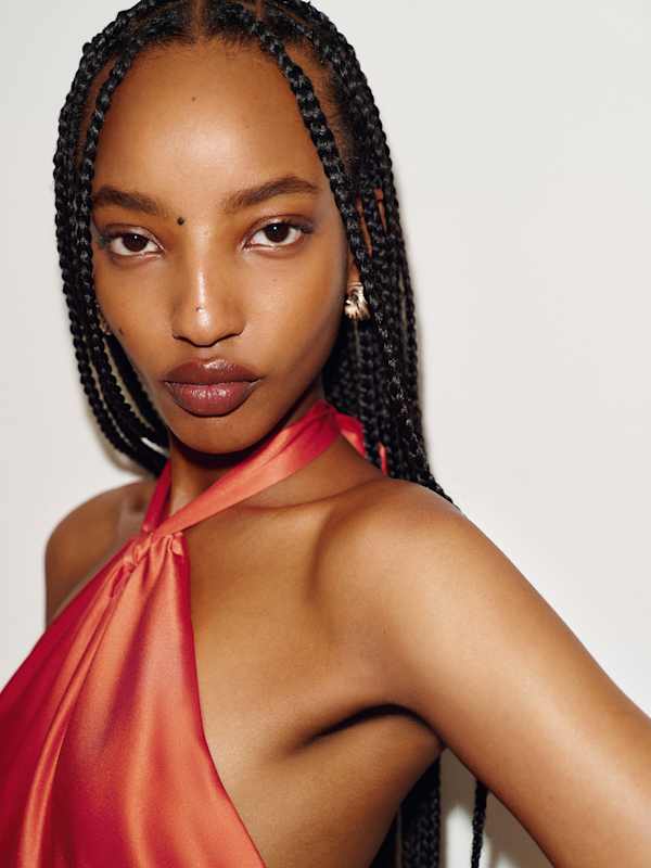 Opaline Silk Dress - Red Coral