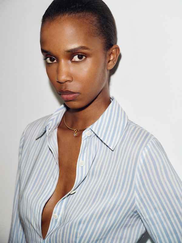 Raya Fitted Voile Shirt - Calamari Stripe