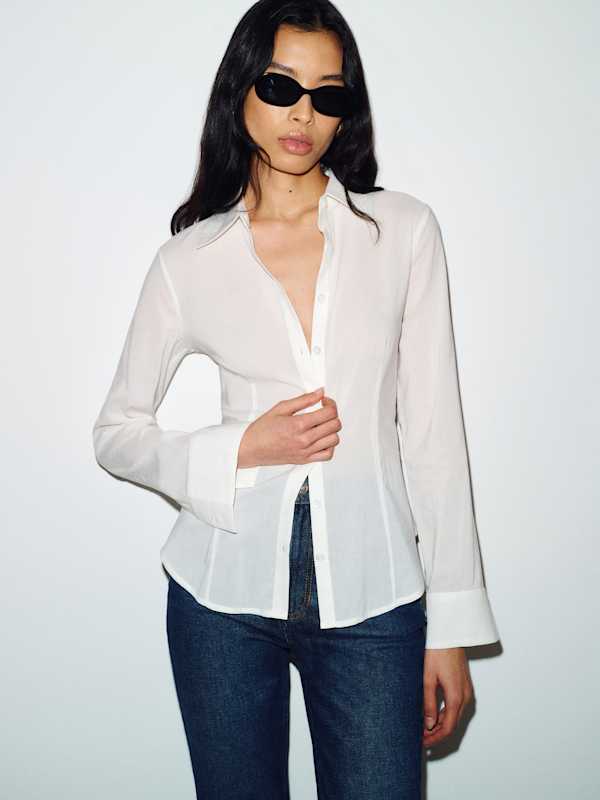 Raya Fitted Voile Shirt - White