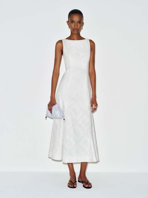 Lilith Dress - White Handkerchief Embroidery