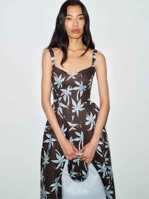 Birdie Linen Dress - Date Palm