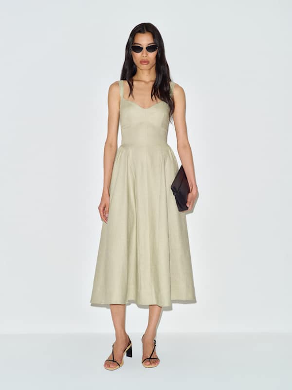 Birdie Linen Dress - Dried Herbs