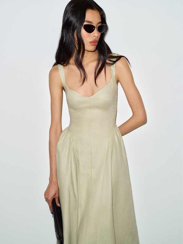 Birdie Linen Dress - Dried Herbs