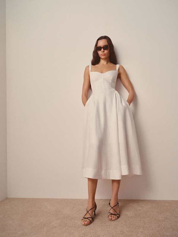 Birdie Linen Dress - White
