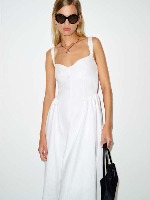 Birdie Linen Dress - White