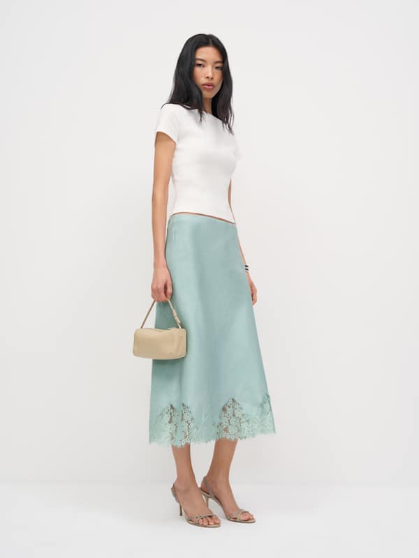 Petites Carolina Linen Skirt - Aquamarine