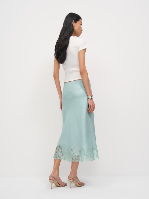 Petites Carolina Linen Skirt - Aquamarine