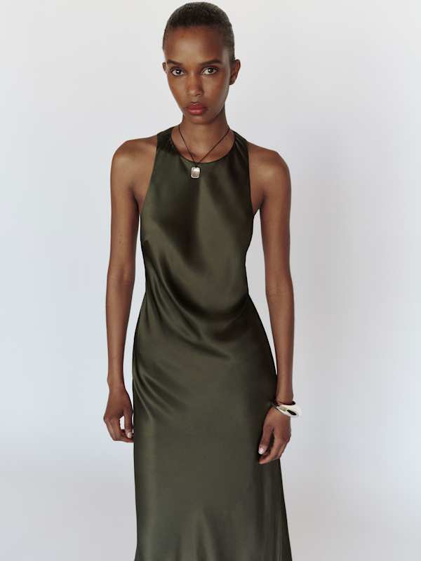 Noe Silk Dress - Pine Tree
