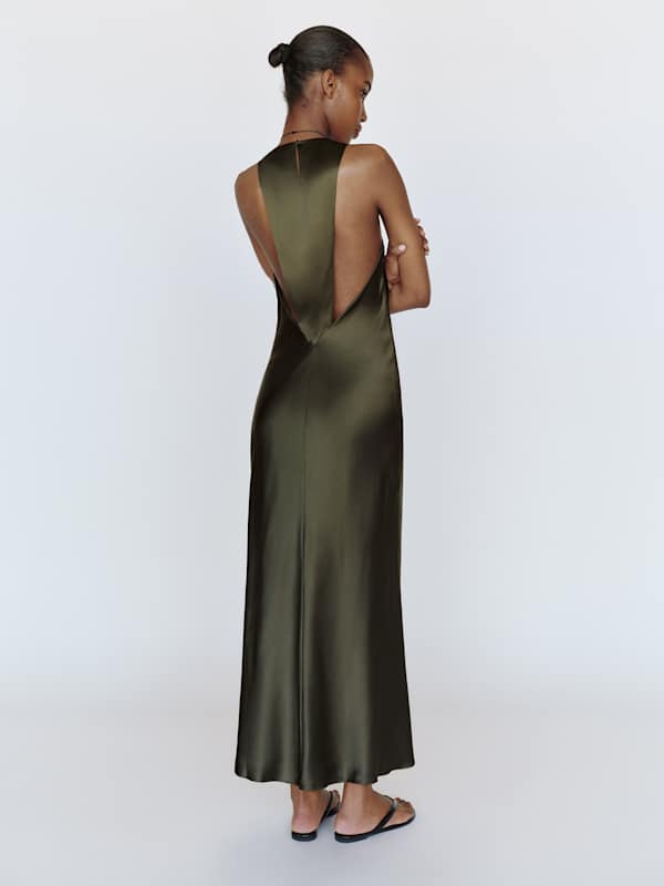 Noe Silk Dress - Pine Tree