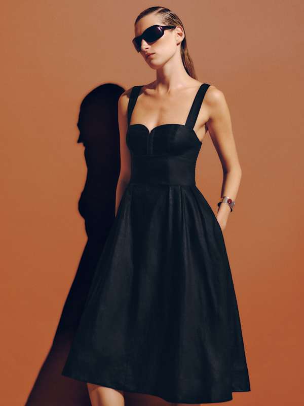 Roma Linen Dress - Black