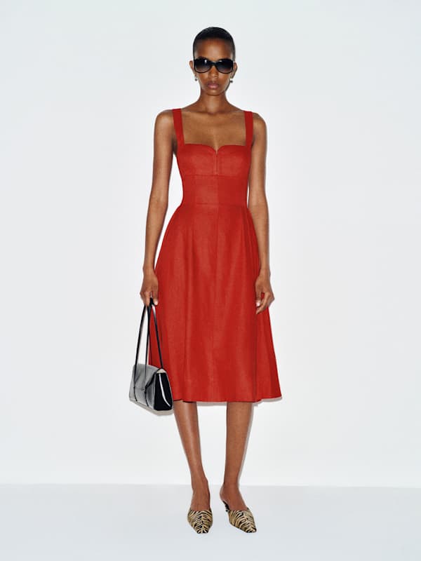 Roma Linen Dress - Lipstick