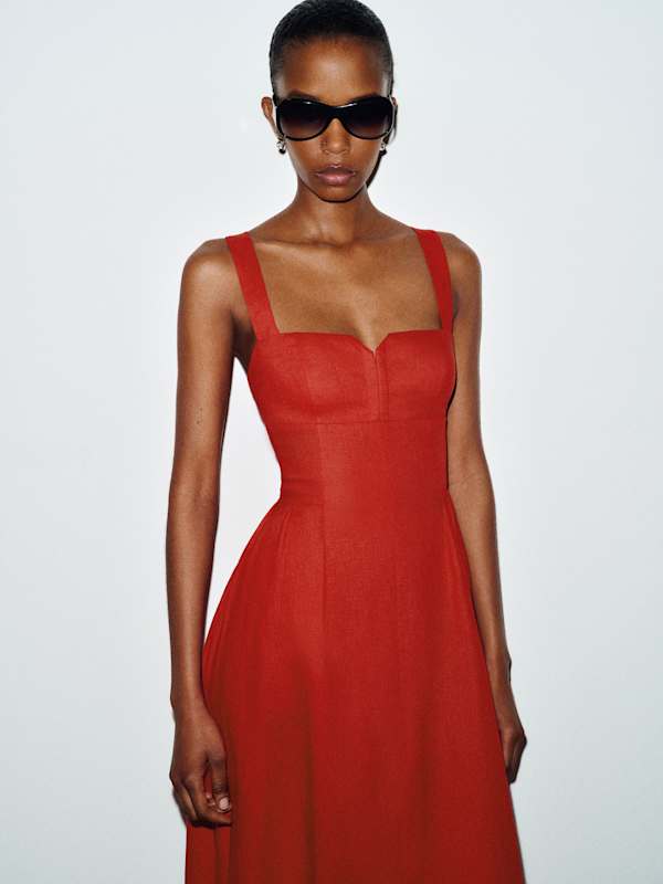 Roma Linen Dress - Lipstick