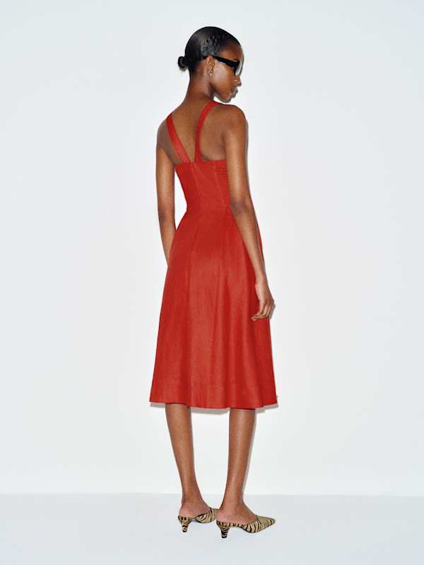 Roma Linen Dress - Lipstick