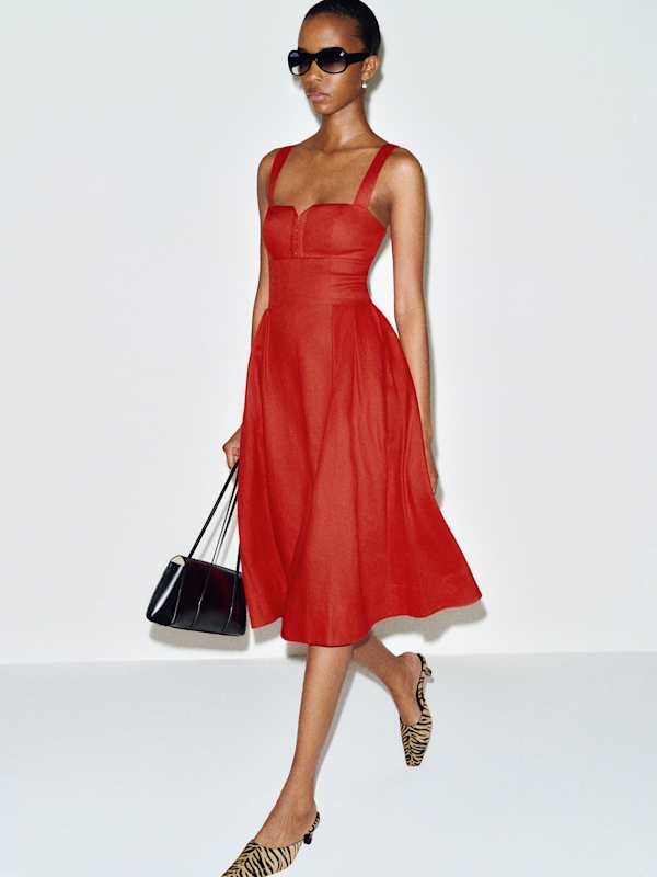 Roma Linen Dress - Lipstick