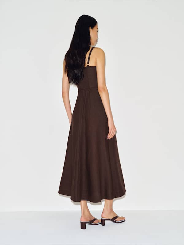 Petites Sabine Linen Dress - Mole