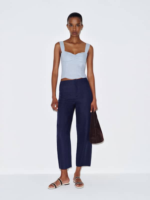 Zanna Linen Top - Cloud Blue