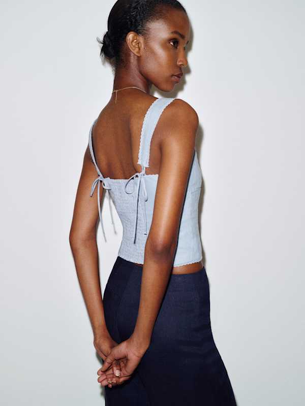 Zanna Linen Top - Cloud Blue