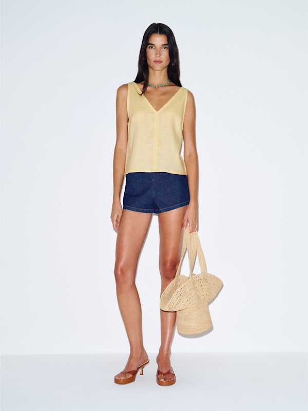 Annika Linen Top - Ray Of Light
