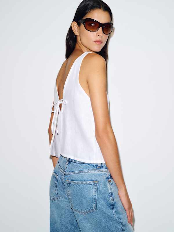 Annika Linen Top - White