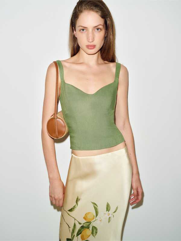Yuri Linen Top - Jade Green