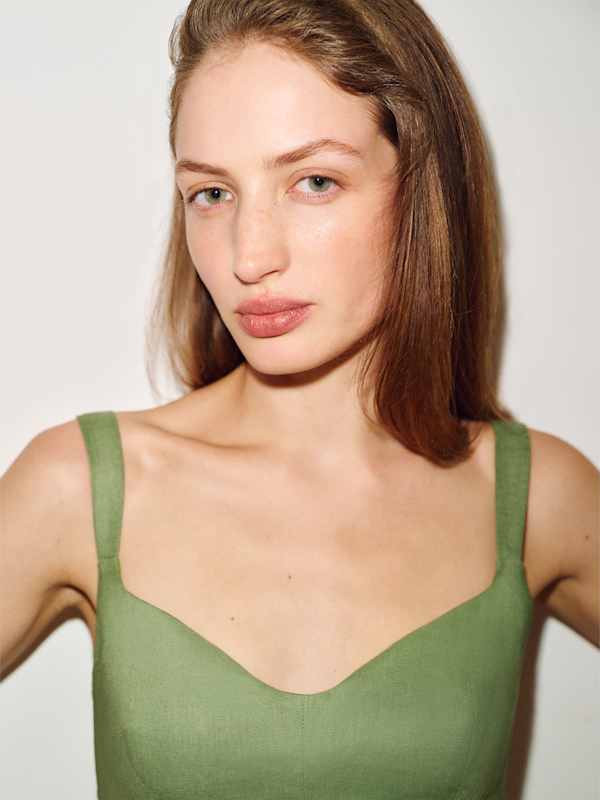 Yuri Linen Top - Jade Green