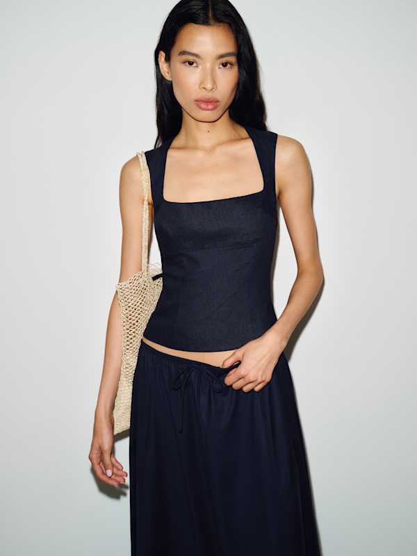 Tavish Linen Top - Midnight