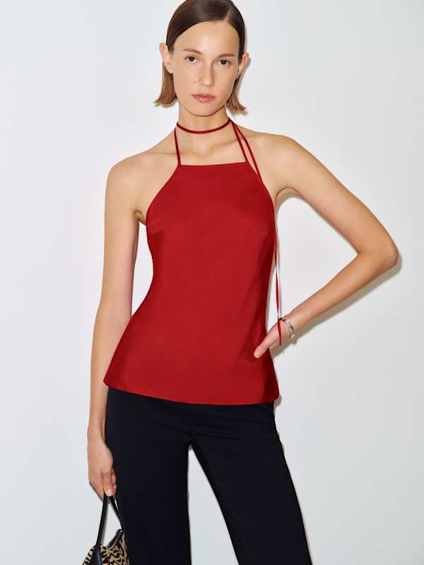 Suzette Silk Twill Top - Lipstick
