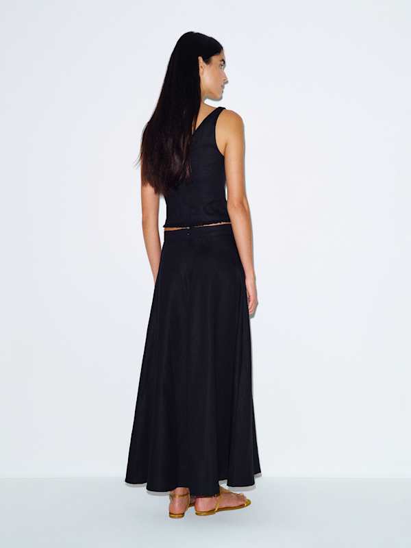 Flicka Linen Top - Black