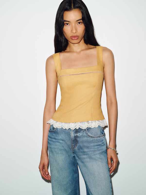 Nanette Linen Top - Tuscan Sun