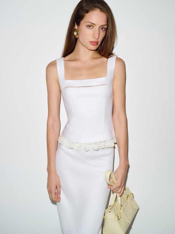 Nanette Linen Top - White