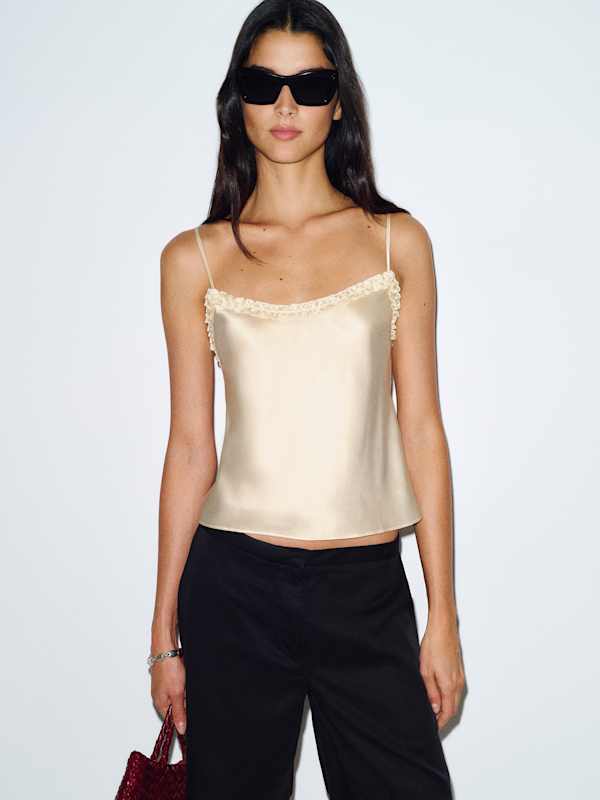 Kristen Silk Top - Fior Di Latte