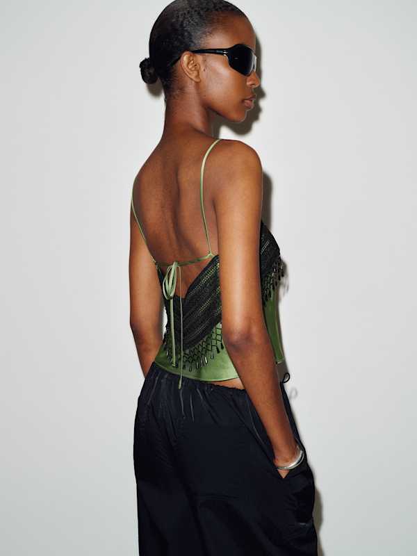 Slyvette Satin Top - Jade Green