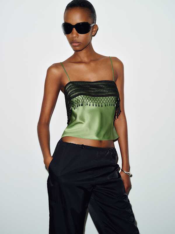 Slyvette Satin Top - Jade Green