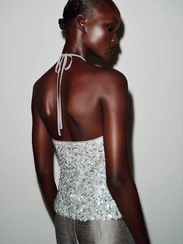 Rosana Top - Silver Sequin