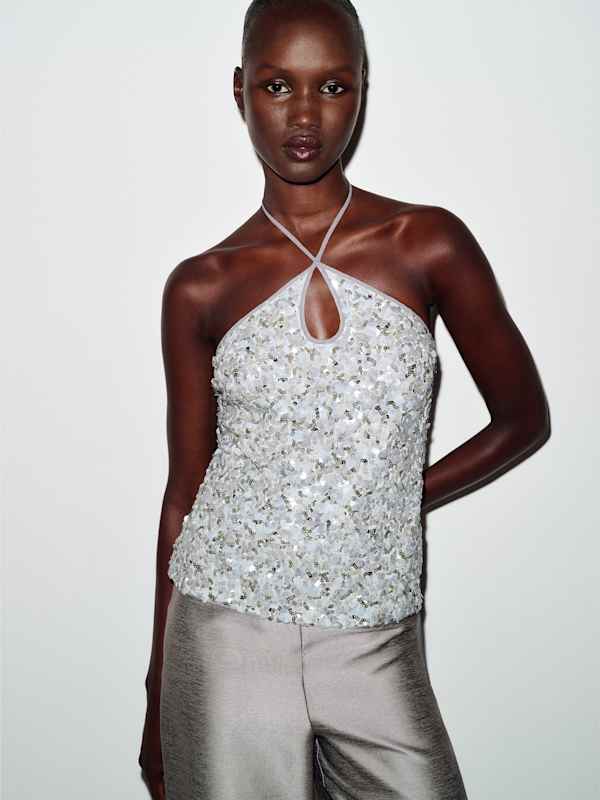 Rosana Top - Silver Sequin