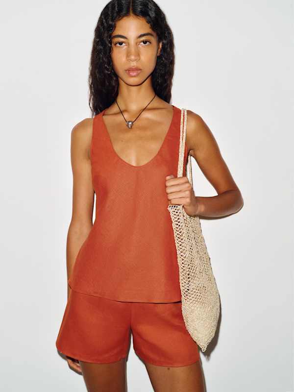 Enzo Linen Two Piece - Blood Orange