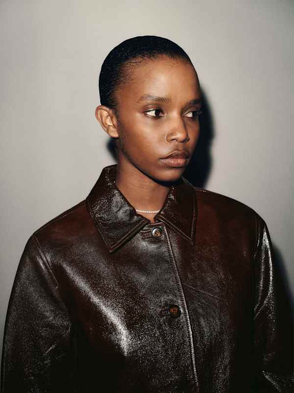 Veste en cuir Veda Remi - Cuir verni froiss&eacute; marron