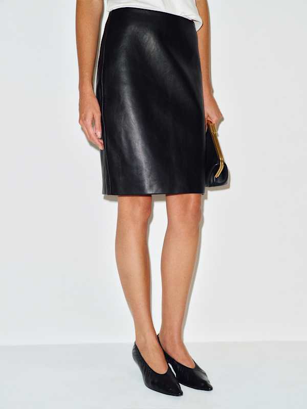 Veda Elle Leather Skirt - Black Shine