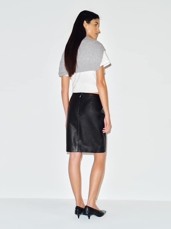 Veda Elle Leather Skirt - Black Shine