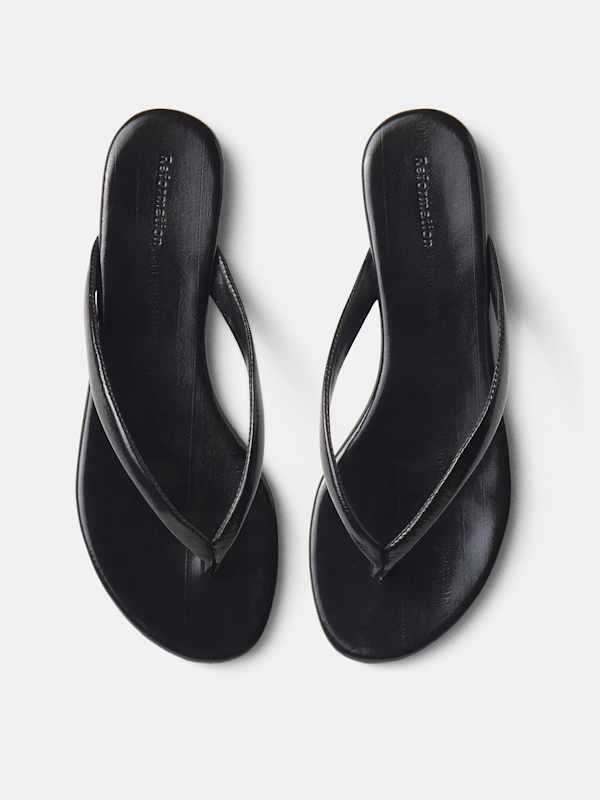 Amelia Flat Thong - Black Eel