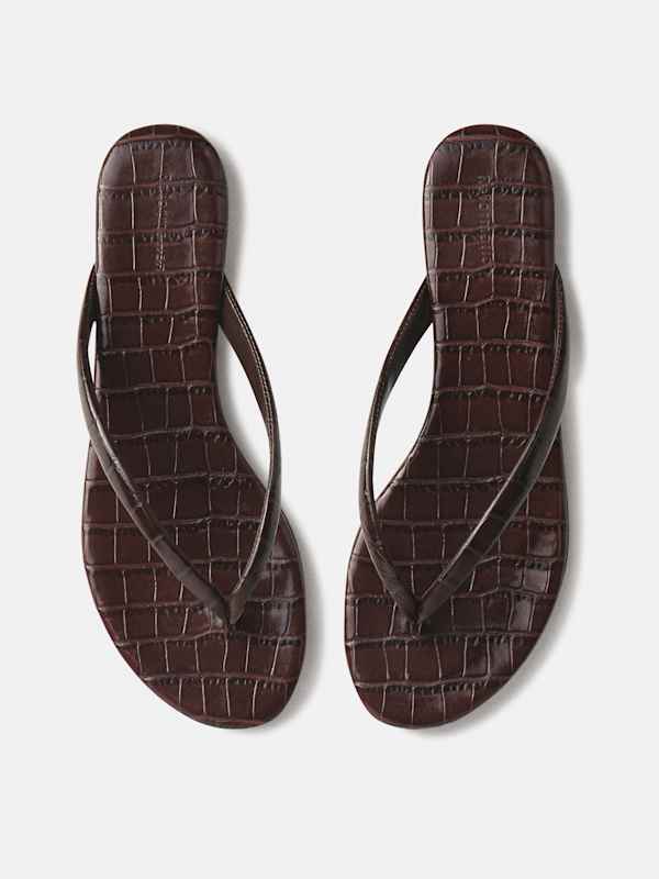 Amelia Flat Thong - Chocolate Croc