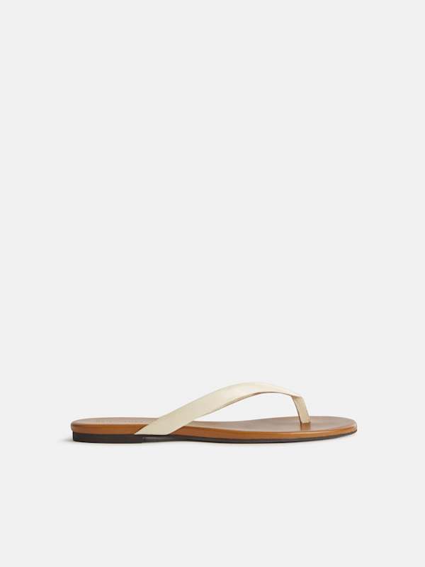 Amelia Flat Thong - Toffee Almond Leather