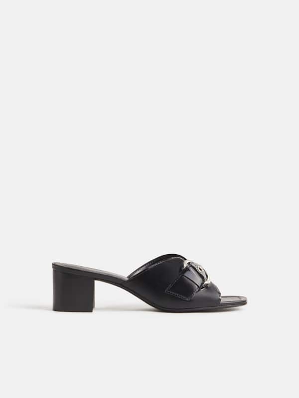 Sable Heeled Sandal - Black Leather