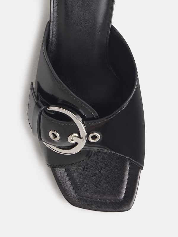 Sable Heeled Sandal - Black Leather