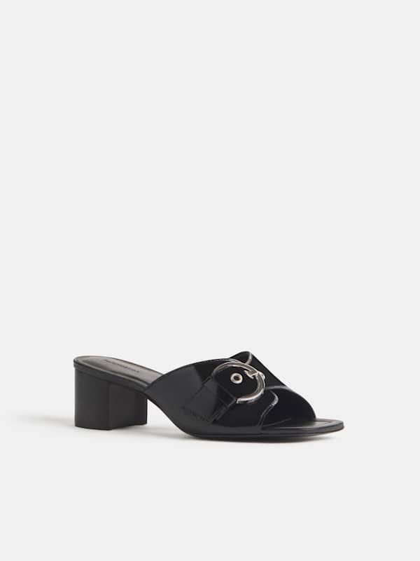 Sable Heeled Sandal - Black Leather