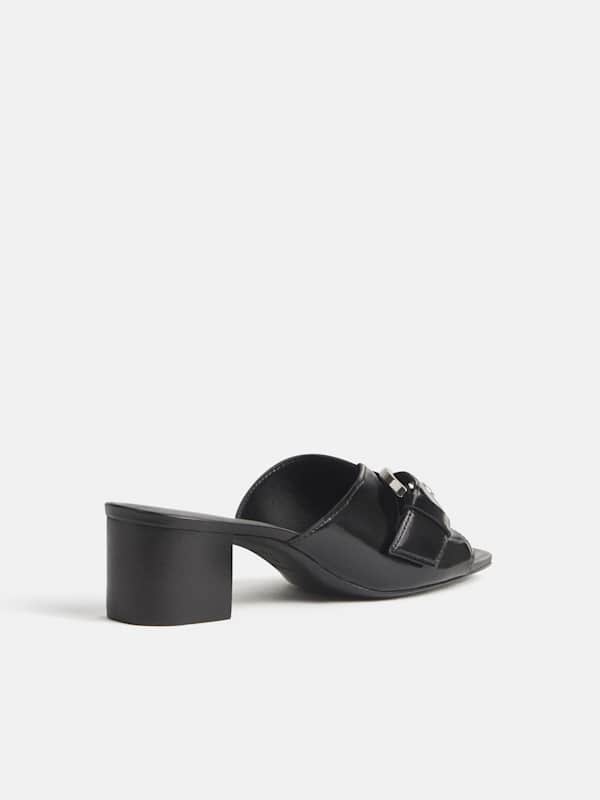 Sable Heeled Sandal - Black Leather