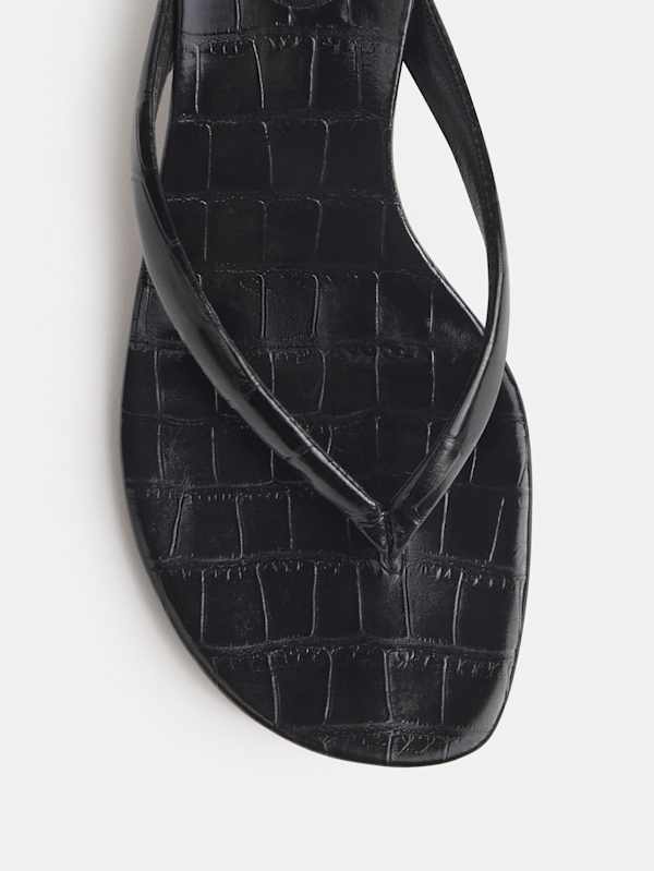 Amelia Heeled Thong - Black Croc