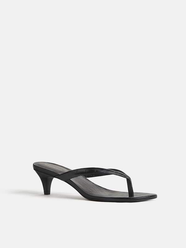 Amelia Heeled Thong - Black Croc