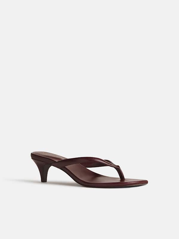 Tongs &agrave; talons Amelia - Cuir Rubis