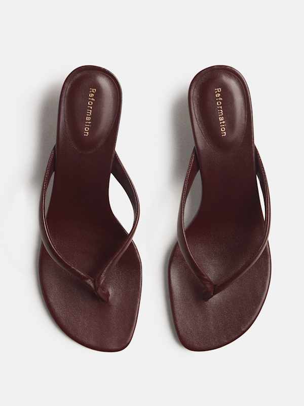 Tongs &agrave; talons Amelia - Cuir Rubis